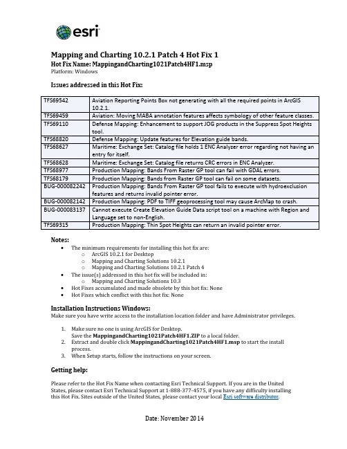 ArcGIS 10.2.1 地图和地图 Patch 4 Hot Fix 1 商业版手册说明书