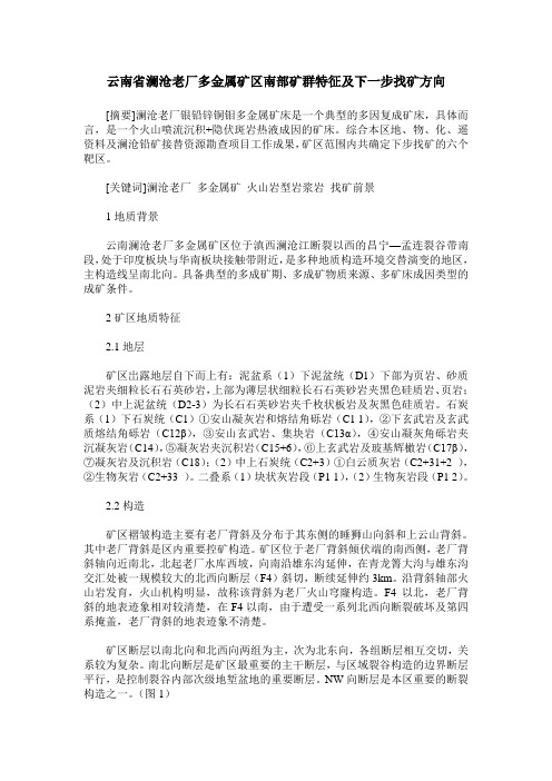 云南省澜沧老厂多金属矿区南部矿群特征及下一步找矿方向