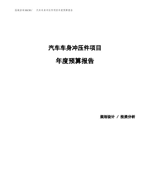 汽车车身冲压件项目年度预算报告