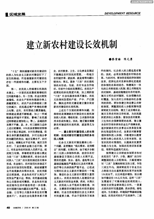 建立新农村建设长效机制
