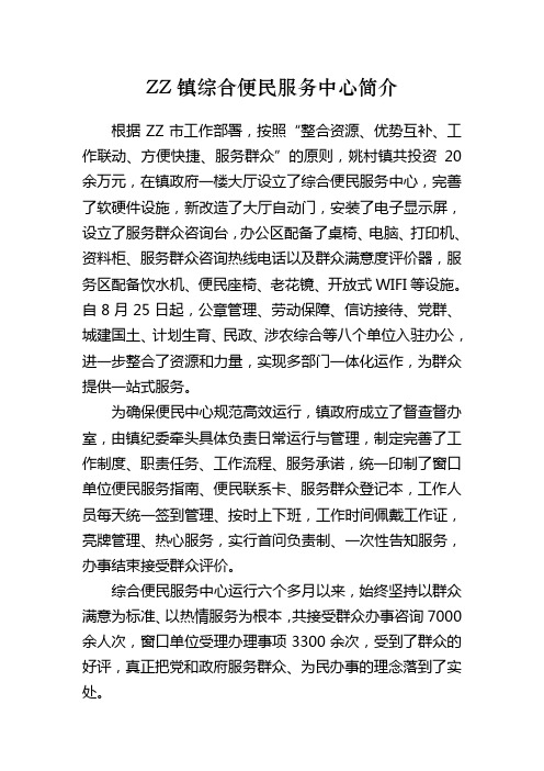 ZZ镇综合便民服务中心简介