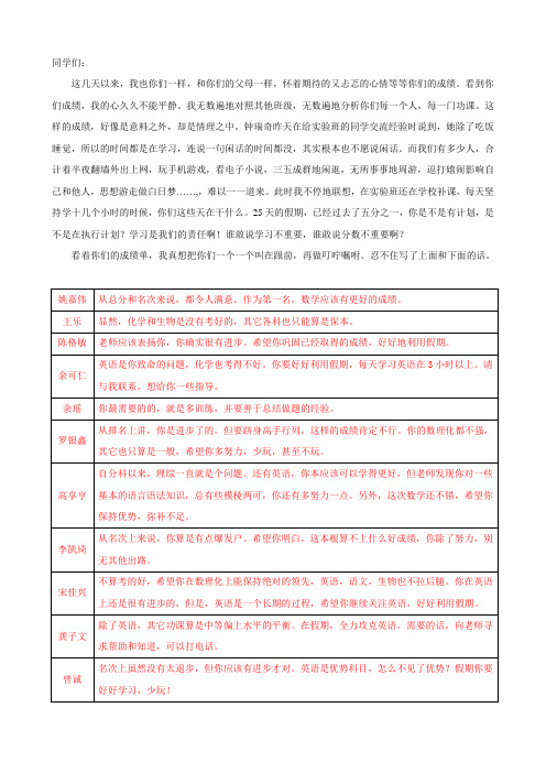 写给同学们的话