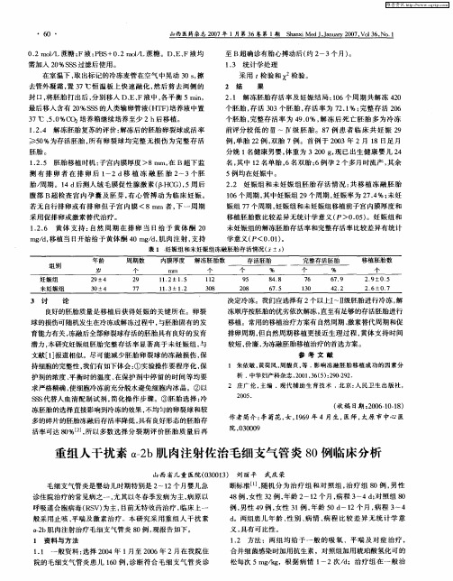 重组人干扰素α-2b肌肉注射佐治毛细支气管炎80例临床分析