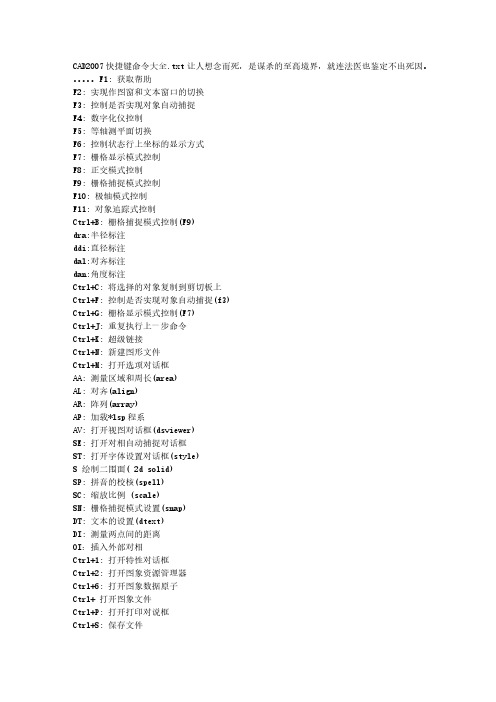 CAD2007快捷键命令大全