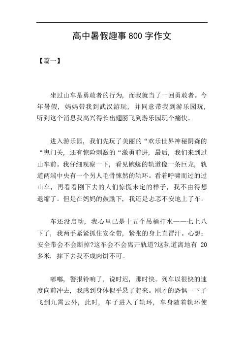 高中暑假趣事800字作文