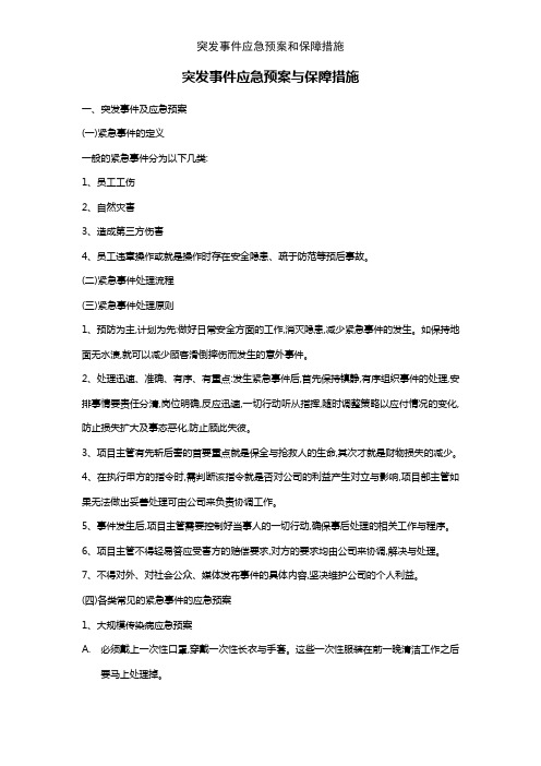 突发事件应急预案和保障措施