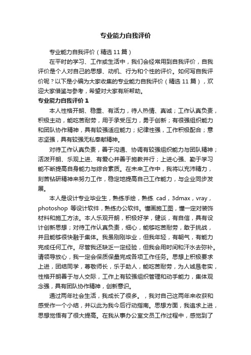 专业能力自我评价(精选11篇)