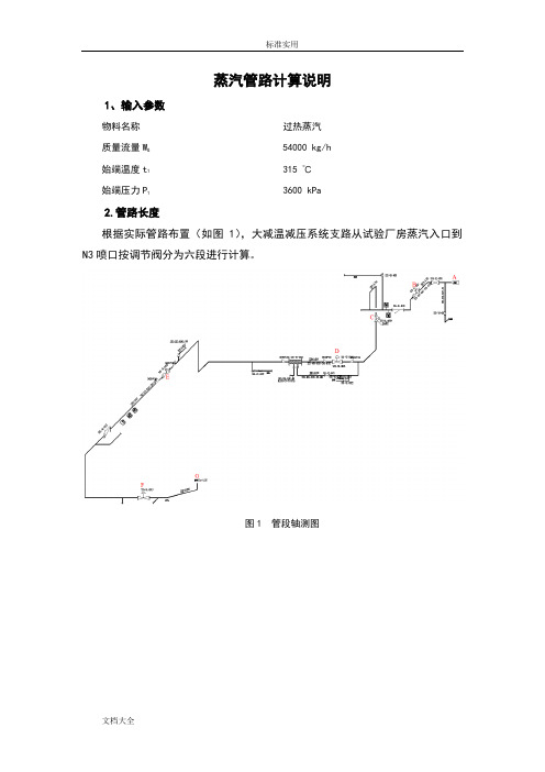 蒸汽管道压力降计算书