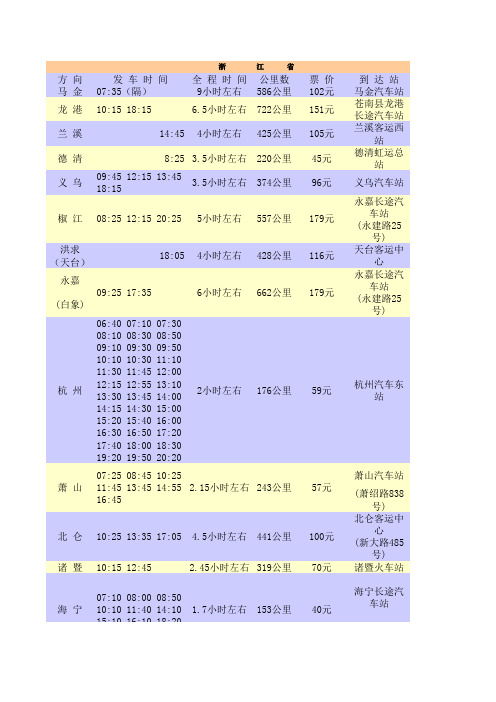 上海南站汽车时刻表