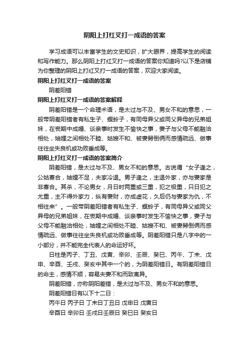 阴阳上打红叉打一成语的答案