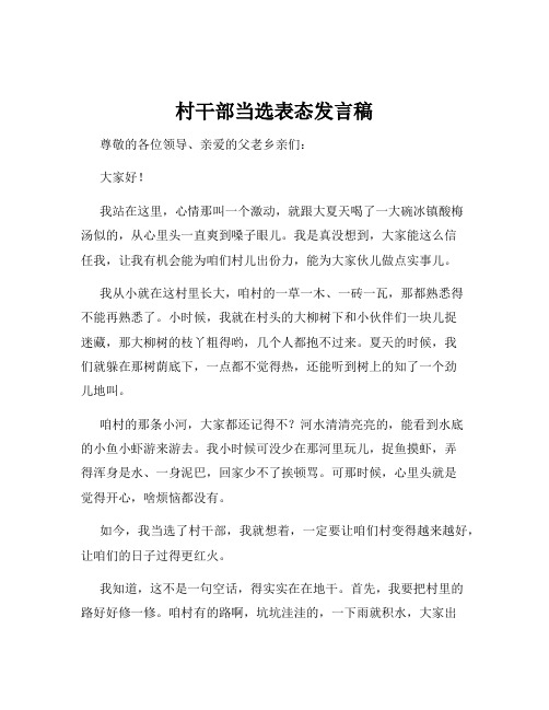 村干部当选表态发言稿