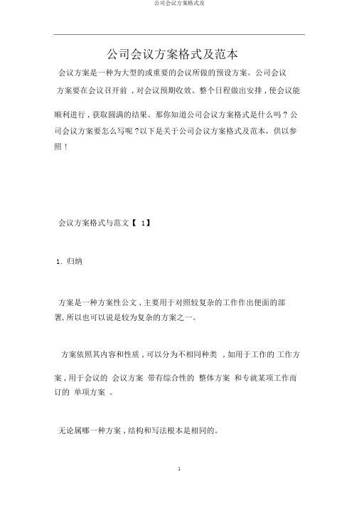 公司会议方案格式及