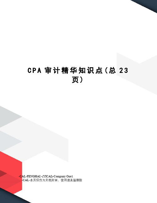 CPA审计精华知识点