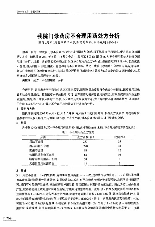 我院门诊药房不合理用药处方分析