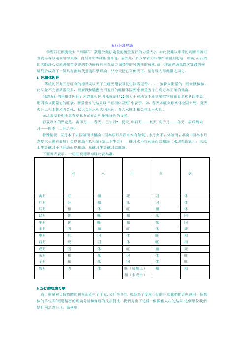 五行旺衰的计算规则