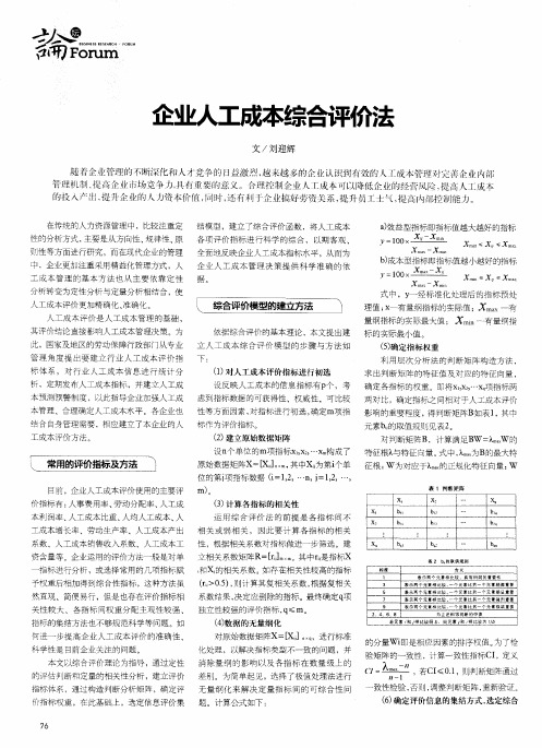 企业人工成本综合评价法