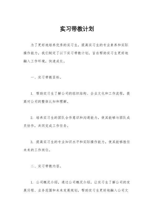 实习带教计划