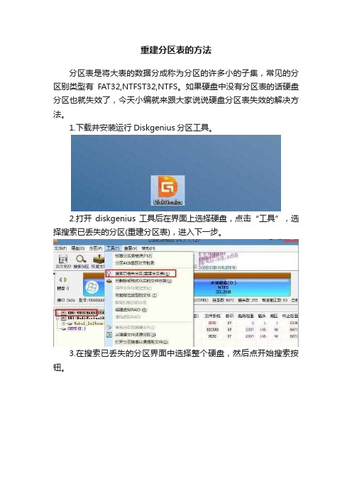 重建分区表的方法