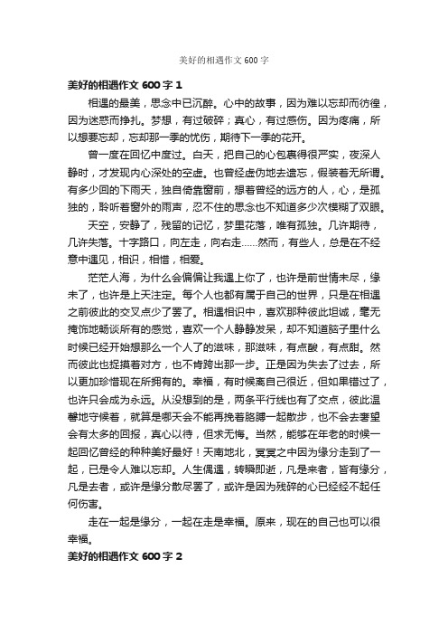 美好的相遇作文600字