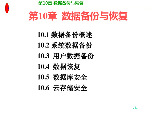 《计算机信息安全》教学课件 第10章 数据备份与恢复