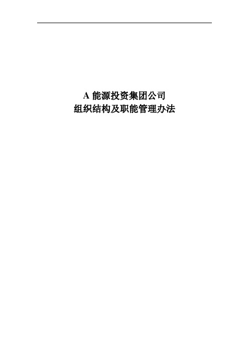 能源公司组织结构及职能管理办法