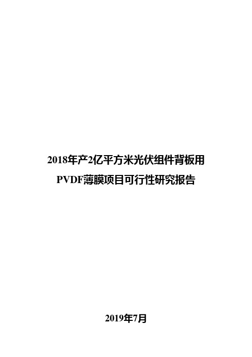 2019年产2亿平方米光伏组件背板用PVDF薄膜项目可行性研究报告