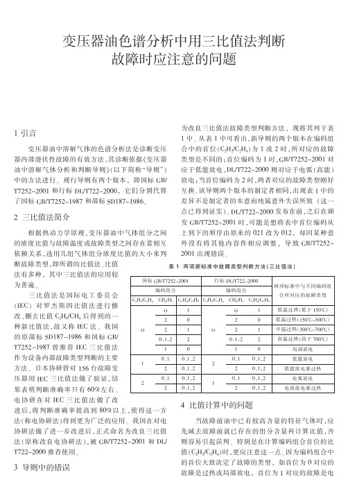 变压器油色谱分析中用三比值法判断故障时应注意的问题