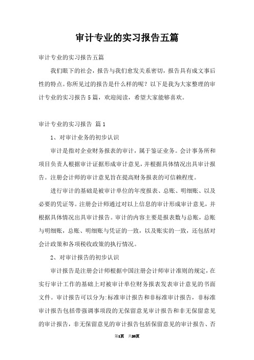 审计专业的实习报告五篇