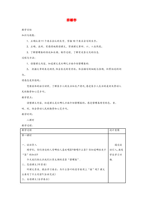 老边区中心小学六年级语文上册 第六单元 26《碧螺》精品教案 冀教版六年级语文上册第六单元26碧螺