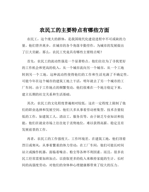 农民工的主要特点有哪些方面