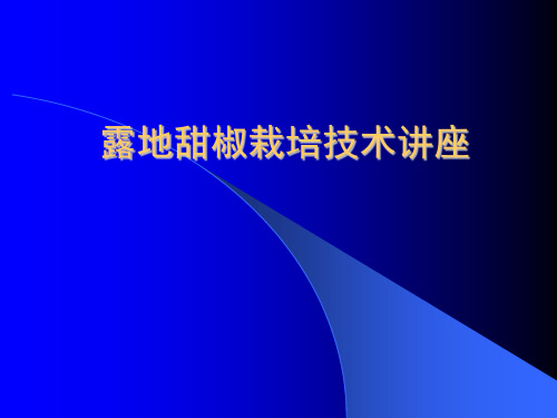 露地甜椒栽培技术讲座