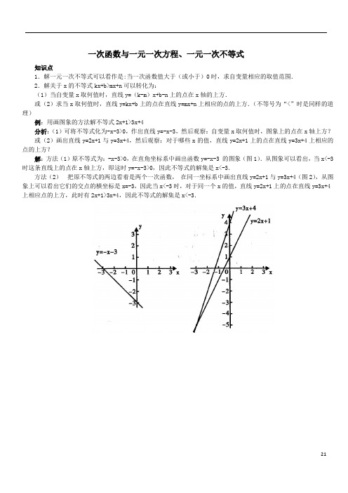 3、函数与方程、不等式关系(学生用)