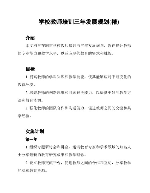 学校教师培训三年发展规划(精)