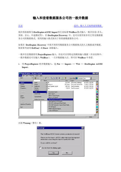 Discovery操作手册2第二章 输入人文建筑和井数据2