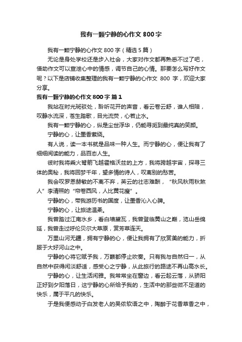 我有一颗宁静的心作文800字