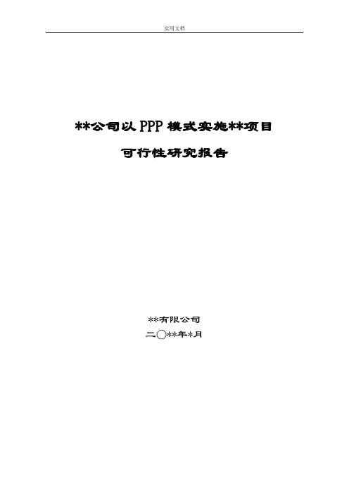 公司管理系统以PPP模式实施项目工作可行性研究报告材料-可研实用模板