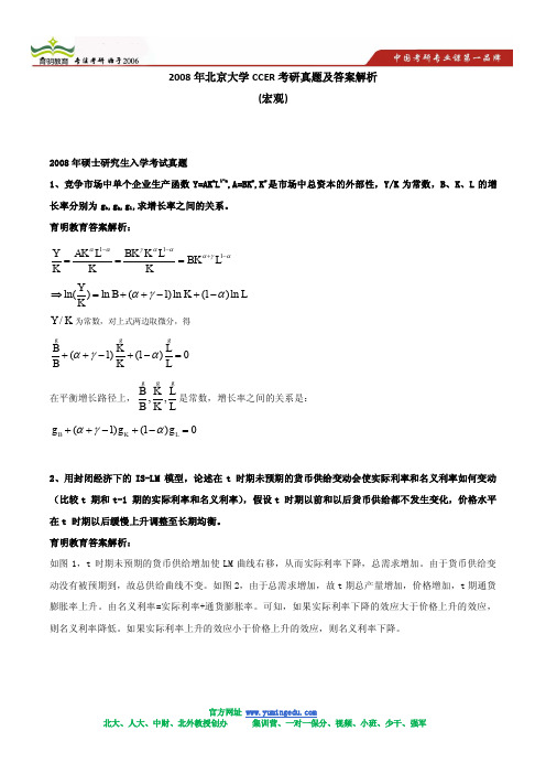 2008年北京大学CCER考研真题及答案解析(微观)