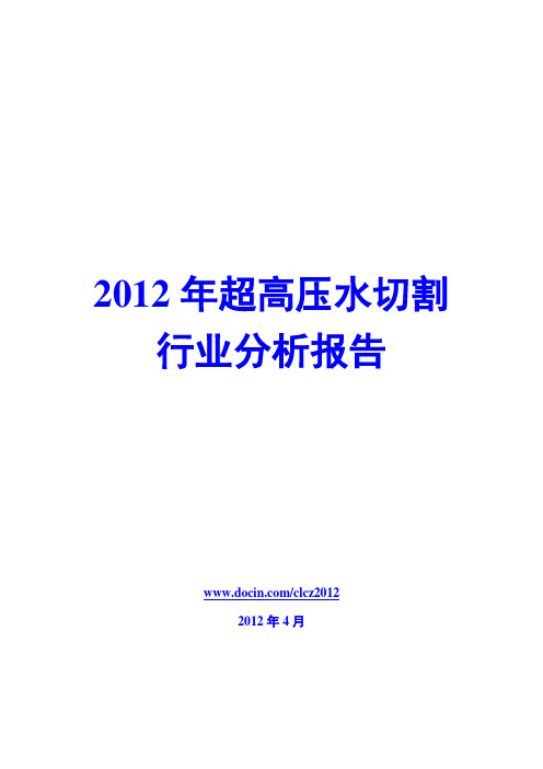 2012年超高压水切割行业分析报告