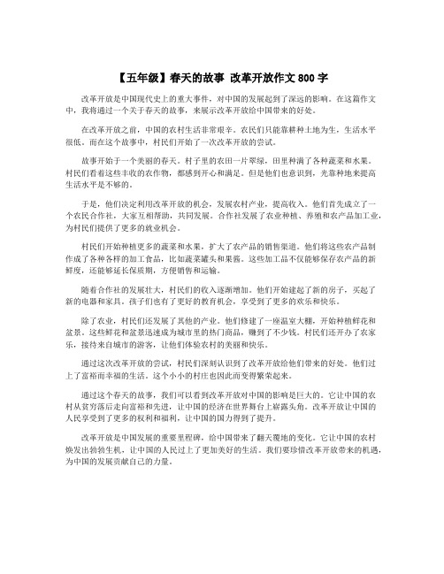 【五年级】春天的故事 改革开放作文800字