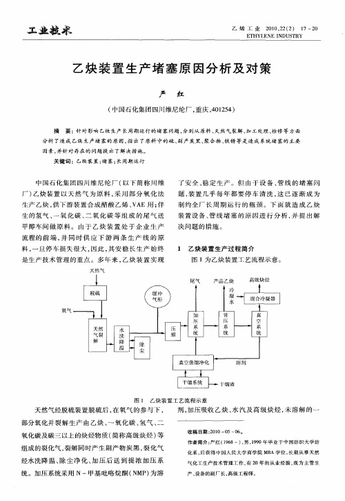 乙炔装置生产堵塞原因分析及对策