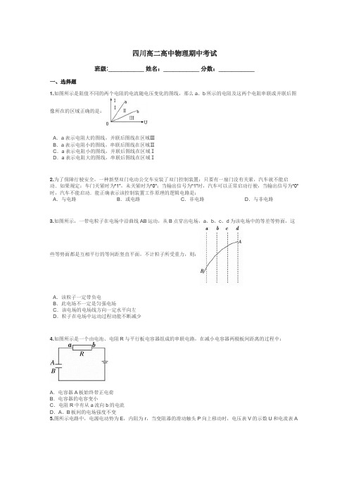 四川高二高中物理期中考试带答案解析
