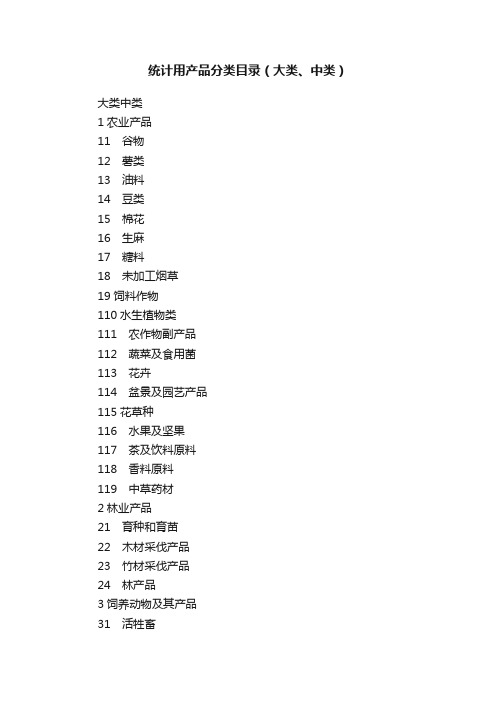 统计用产品分类目录（大类、中类）