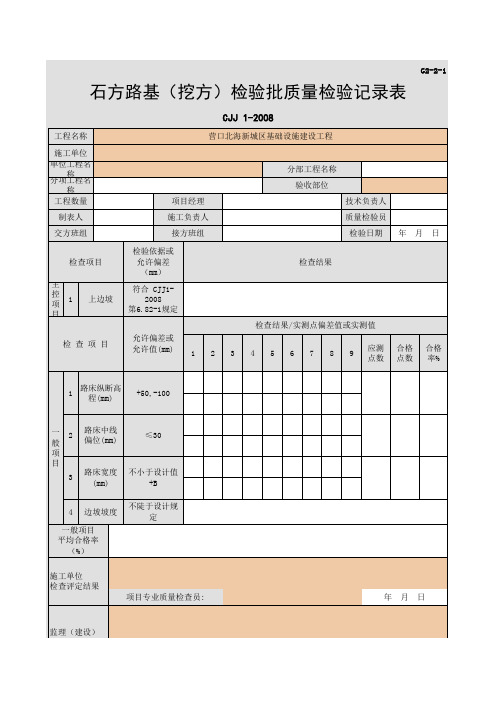 005-G2-2-1 石方路基(挖方)检验批质量检验记录