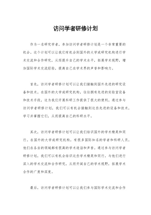 访问学者研修计划