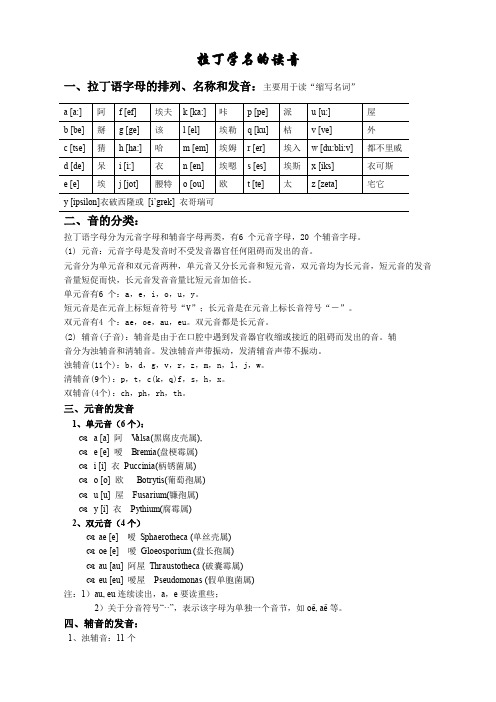 关于拉丁学名的读音问题xin