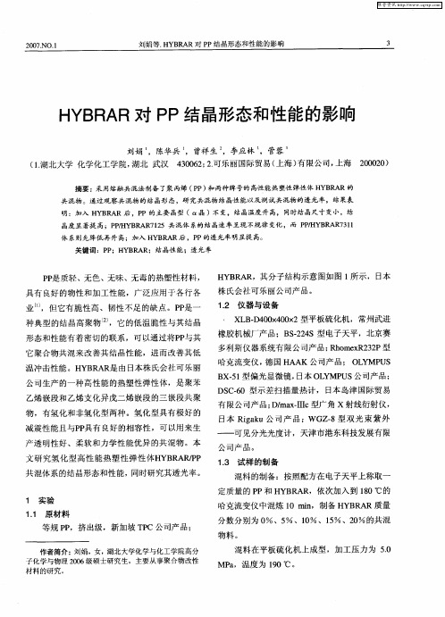 HYBRAR对PP结晶形态和性能的影响