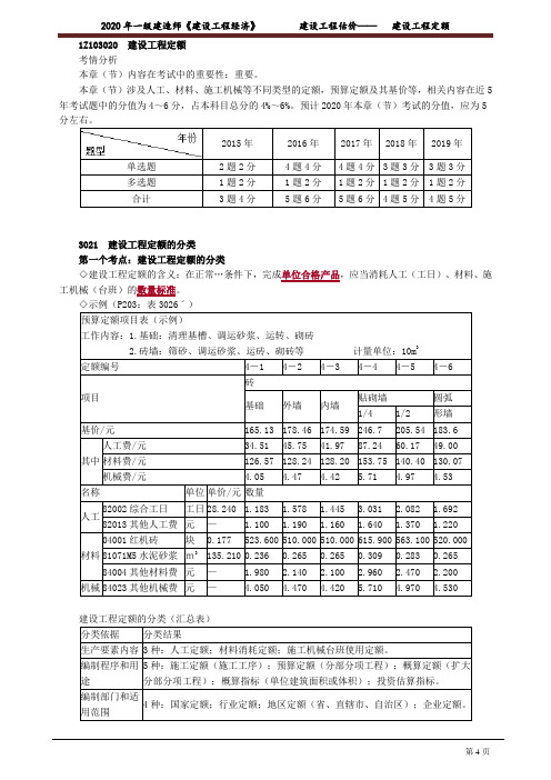 一建【经济】精讲讲义：建设工程定额3021