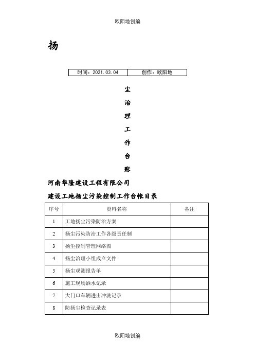 扬尘污染控制工作全部资料台帐1 (1)之欧阳地创编
