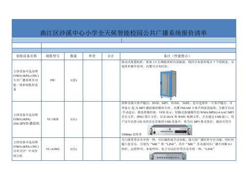 曲江区沙溪中心小学全天候智能校园公共广播系统报价清单