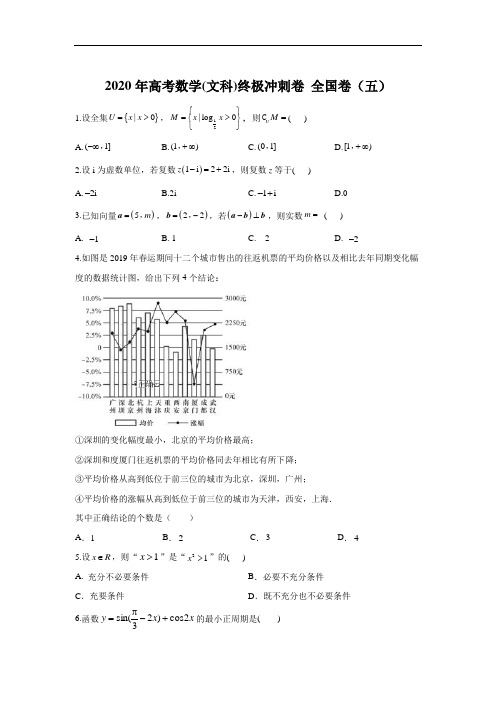 2020年高考数学(文科)终极冲刺卷 全国卷(五)